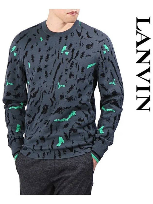 Fog jacquard crew neck knit PO0010A16 17 - LANVIN - BALAAN 1