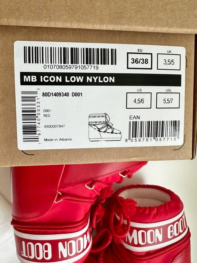 Icon Low Snow Boots 80D1409340 D001 Red 33 35 36 38 - MOON BOOT - BALAAN 9