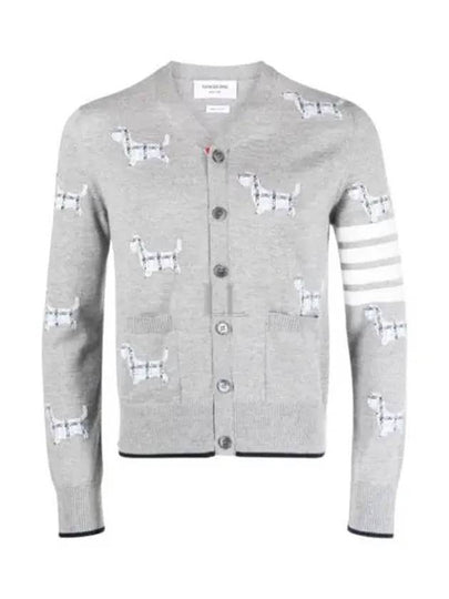 Hector Motif 4 Bar Cardigan Grey - THOM BROWNE - BALAAN 2