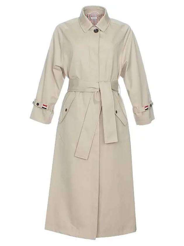 Waterproof Cotton Twill Raglan Trench Overcoat Khaki - THOM BROWNE - BALAAN 9