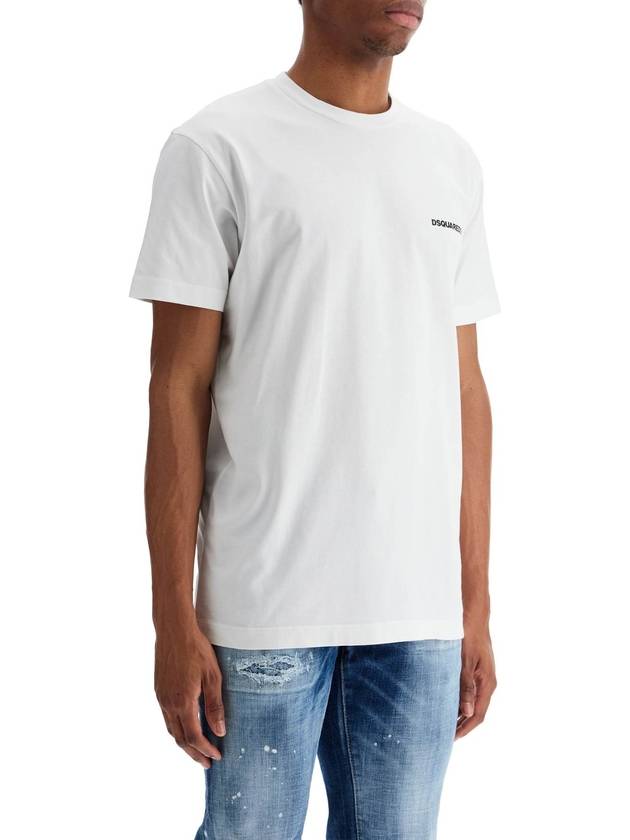 men's white cotton t-shirt with embroidered logo - DSQUARED2 - BALAAN 2