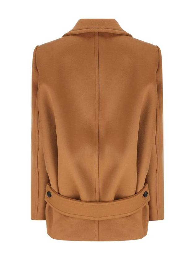 Short Wool Single Coat Camel - SAINT LAURENT - BALAAN 3