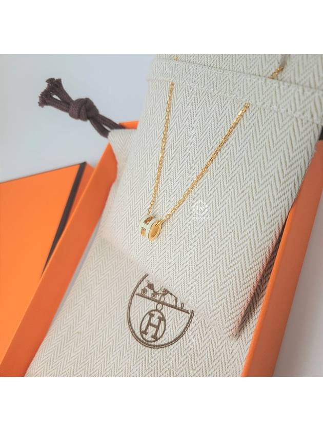 Mini Pop H Pendant Necklace Gold Blanc White - HERMES - BALAAN 8