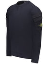 Garment Dyed Double Pocket Brushed Cotton Fleece Sweatshirt Navy - STONE ISLAND - BALAAN 4