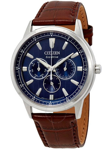 Citizen Corso Blue Dial Brown Leather Men's Watch BU2070-12L - CITIZEN - BALAAN 1