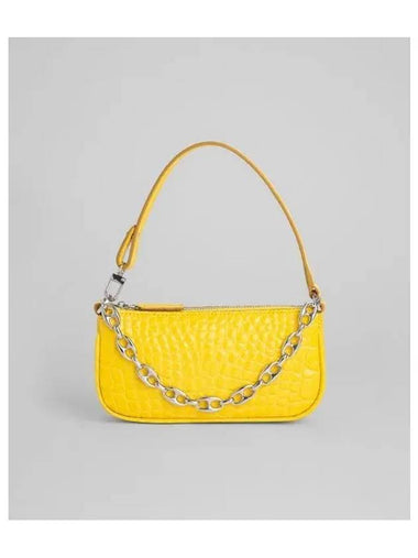 Rachel Croco Embossed Leather Mini Shoulder Bag Yellow - BY FAR - BALAAN 1