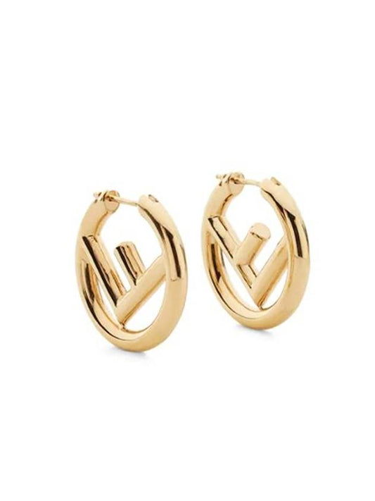 F logo earrings gold - FENDI - BALAAN 1