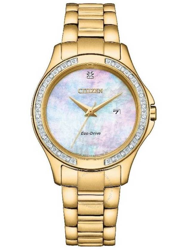 Citizen Eco-Drive Crystal Mother of Pearl Dial Ladies Watch EW2642-59D - CITIZEN - BALAAN 1