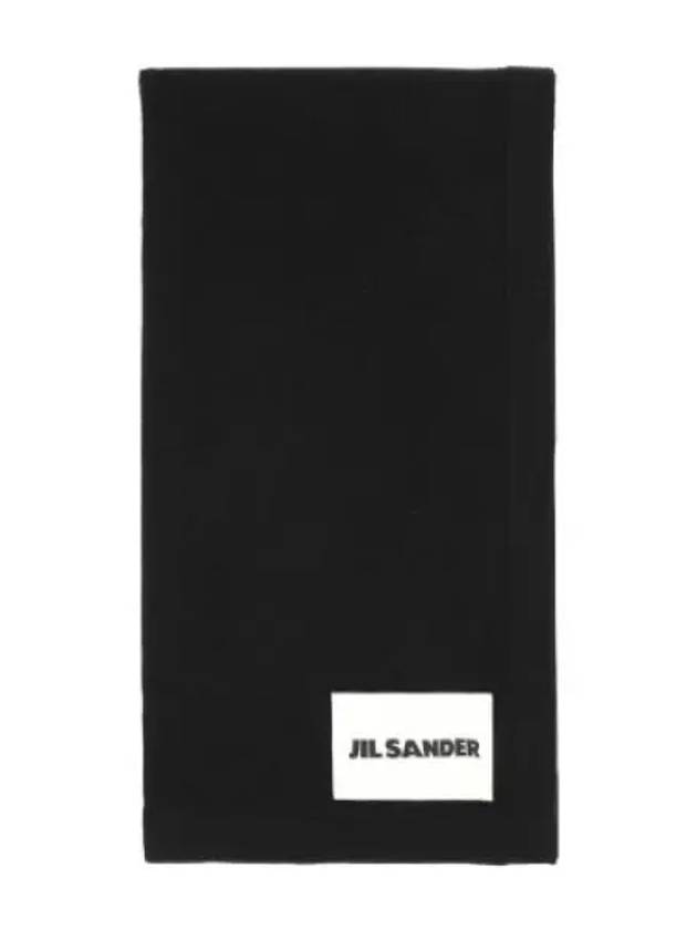 Logo Patch Cashmere Muffler Black Scarf - JIL SANDER - BALAAN 1