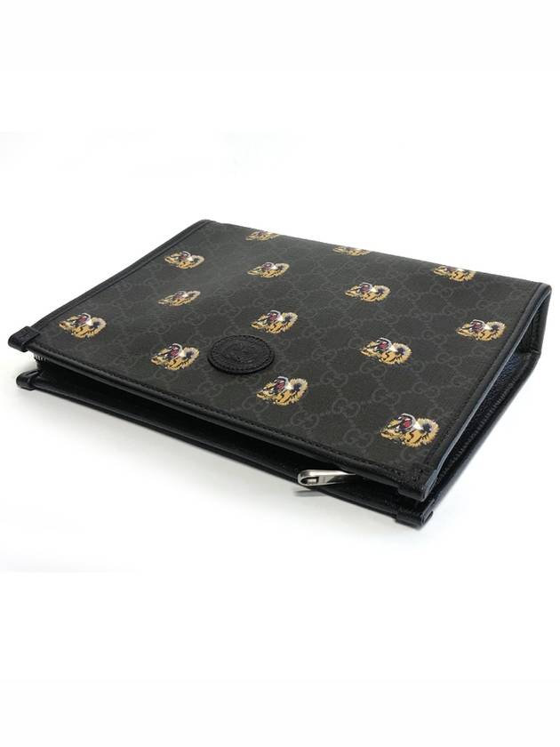 GG Supreme Tiger Print Clutch Bag Black - GUCCI - BALAAN 6