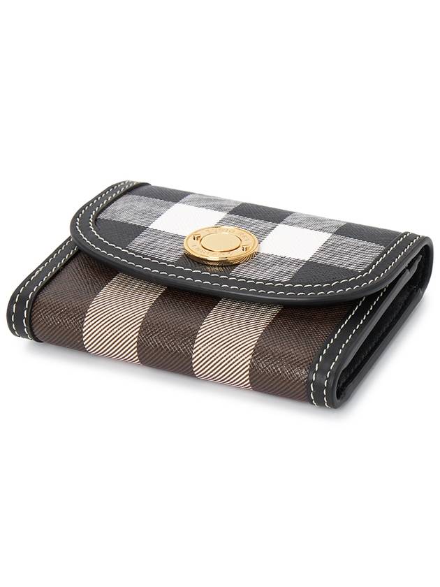 Check Print Leather Half Wallet Brown - BURBERRY - BALAAN 4