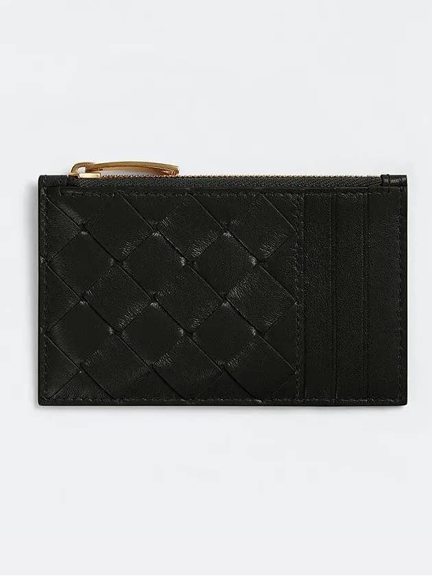 Intrecciato Zipper Card Wallet Black - BOTTEGA VENETA - BALAAN 3