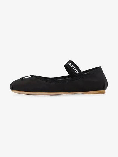 Women's Logo Leather Ballerinas Black - MIU MIU - BALAAN 2