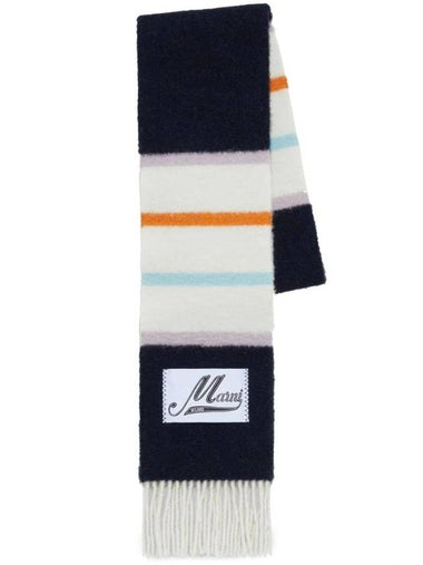 Striped Brushed Scarf Navy - MARNI - BALAAN 1