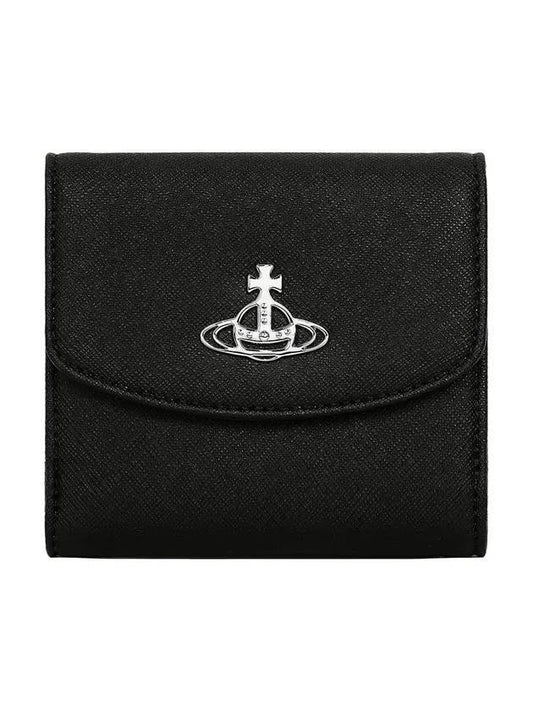 Logo Vegan Leather Bicycle Wallet Black - VIVIENNE WESTWOOD - BALAAN.