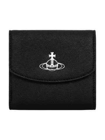 Logo Vegan Leather Half Wallet Black - VIVIENNE WESTWOOD - BALAAN 1