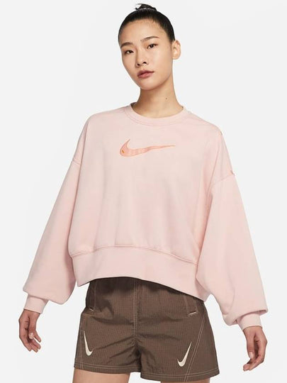 Sportswear Swoosh Fleece Crop Sweatshirt Pink - NIKE - BALAAN 2