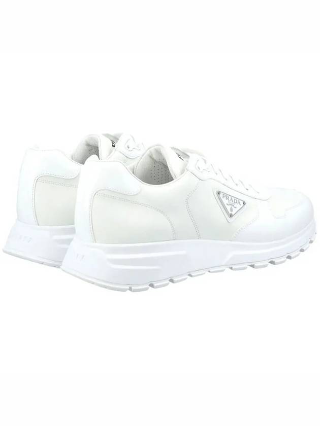 Triangle Logo Leather Low-Top Sneakers White - PRADA - BALAAN 5