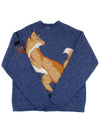 Fox Intarsia Comfort Knit Top Blue Melange - MAISON KITSUNE - BALAAN 2