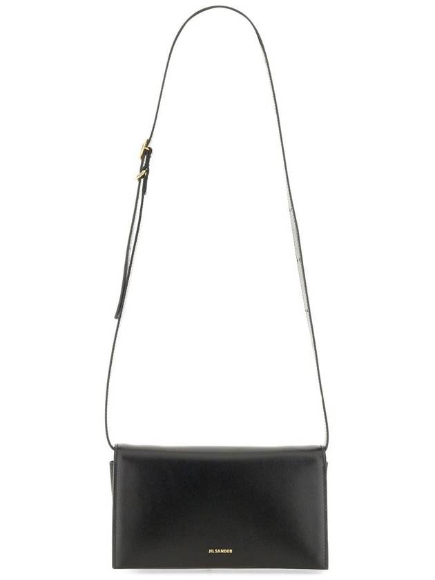 Logo Print Leather Shoulder Bag Black - JIL SANDER - BALAAN 2