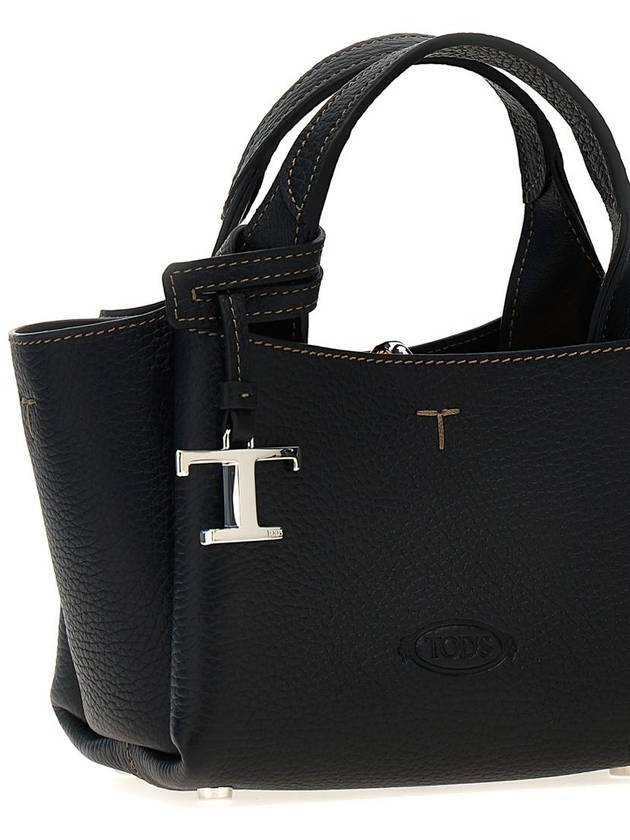 Micro Leather Tote Bag Black - TOD'S - BALAAN 4