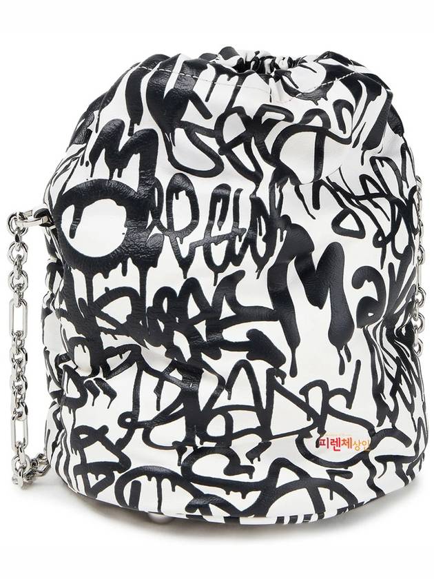 White Glam Graffiti 5AC Leather Bucket Bag - MAISON MARGIELA - BALAAN 3