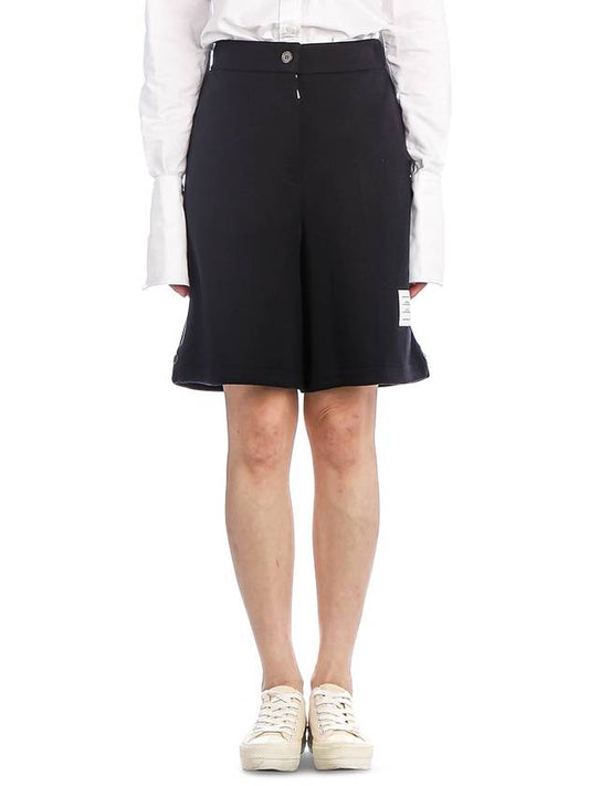 High Waisted Wool Shorts Navy - THOM BROWNE - BALAAN 2