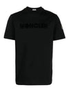 Flocked Logo Cotton Short Sleeve T-Shirt Black - MONCLER - BALAAN 1