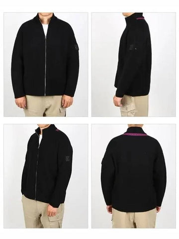 Shadow Reverse Stockinette Stitch Knit Track Jacket Black - STONE ISLAND - BALAAN 3