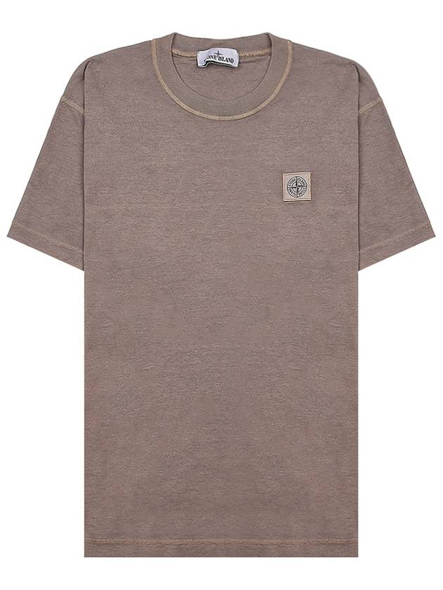 Organic Cotton Short Sleeve T-Shirt Beige - STONE ISLAND - BALAAN 8