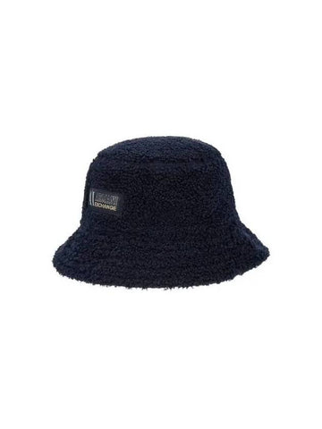 Men s Glitter Logo Patch Boucle Bucket Hat Blue 270198 - ARMANI EXCHANGE - BALAAN 1