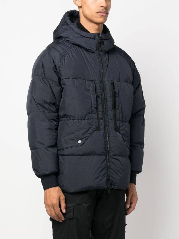 Garment Dyed Crinkle Reps Recycled Nylon Hoodie Padding Navy - STONE ISLAND - BALAAN 5