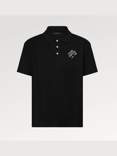 Signature Embroidery Polo Shirt Noir - LOUIS VUITTON - BALAAN 2