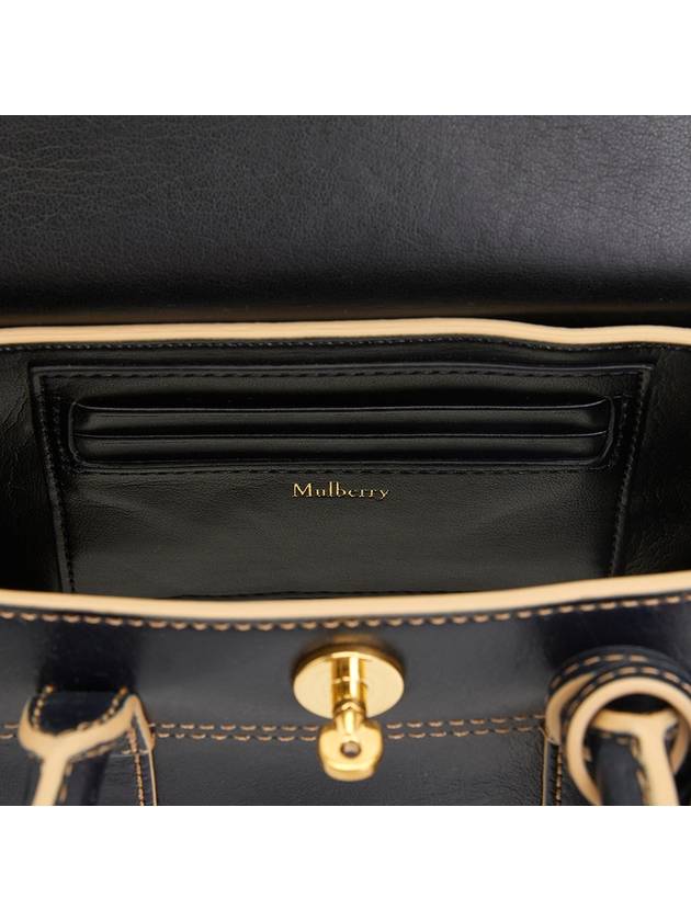 Contrast Raw Edge Mini Bayswater Tote Bag Dark Navy - MULBERRY - BALAAN 10