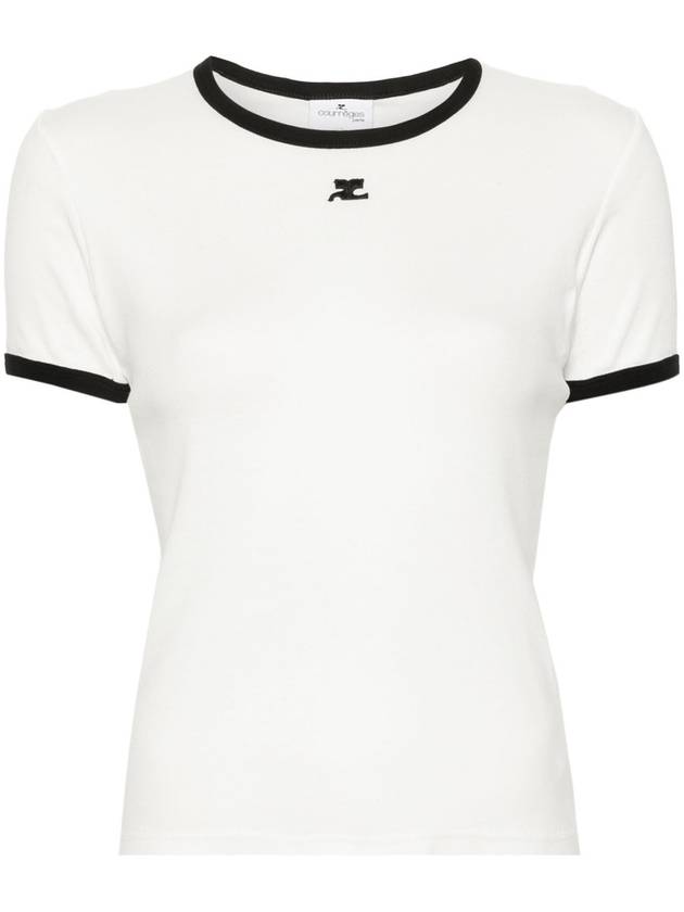 Contrast Signature Short Sleeve T-Shirt White - COURREGES - BALAAN 2