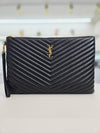 Matelasse black calfskin gold plated large clutch 440222 - SAINT LAURENT - BALAAN 1