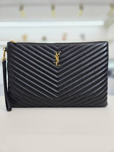 Matelasse black calfskin gold plated large clutch 440222 - SAINT LAURENT - BALAAN 1