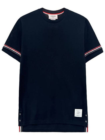 24SS Light Armband Collar Short Sleeve TShirt MJS247A 415 - THOM BROWNE - BALAAN 1