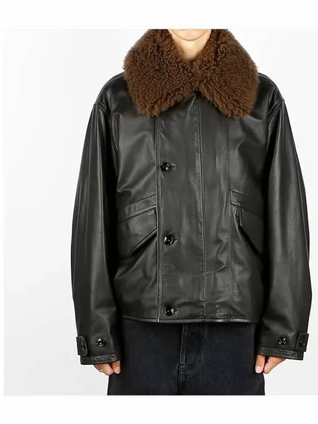 OW1101 LL095 BR507 Quilted Leather Shearling Collar Blouson Jacket - LEMAIRE - BALAAN 2