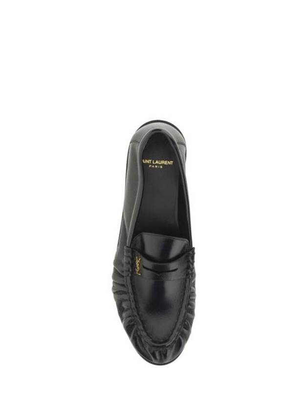 Le Signature Cassandre Logo Plaque Lamb Skin Loafer Black - SAINT LAURENT - BALAAN 5