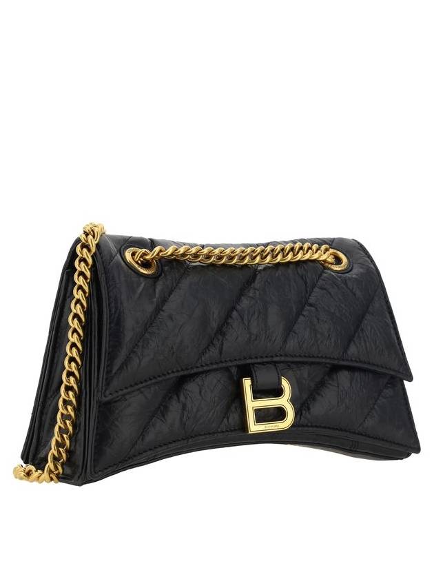 Women's Crush Logo Gold Chain Small Shoulder Bag Black - BALENCIAGA - BALAAN 3