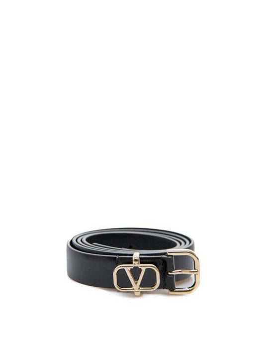 V Logo Leather Belt Black - VALENTINO - BALAAN 2