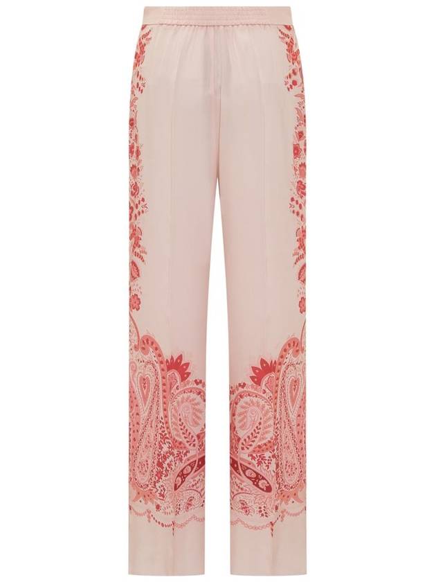 floral print silk straight pants pink - ETRO - BALAAN 3