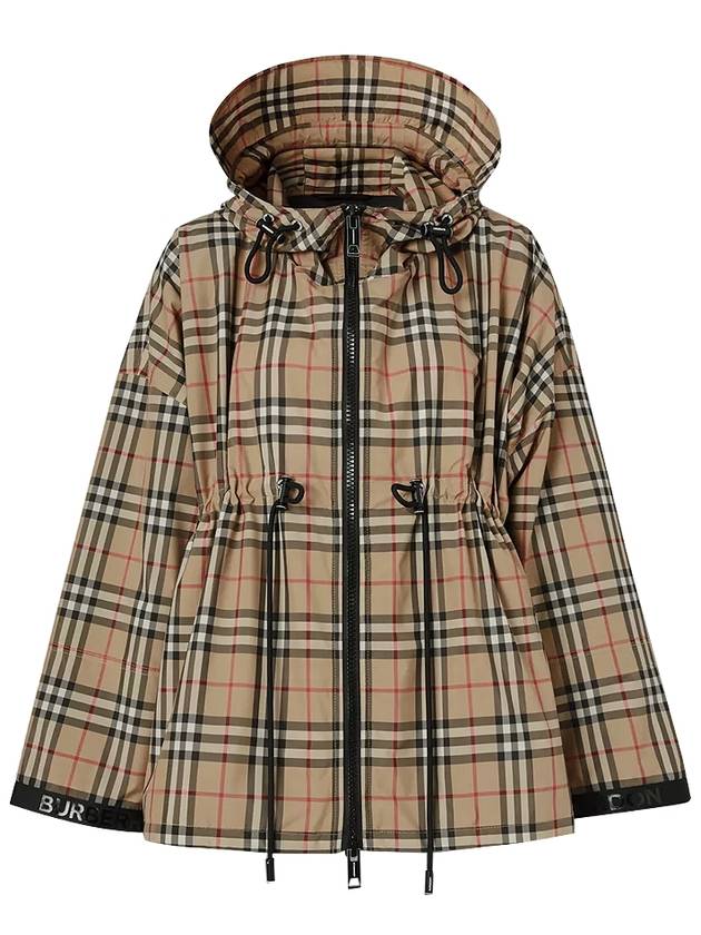 Women's Back-tone Check Zip-up Hooded Jacket Beige - BURBERRY - BALAAN 2