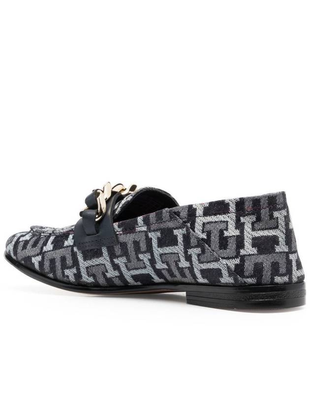 Chain Detail Monogram Denim Loafers - TOMMY HILFIGER - BALAAN 4