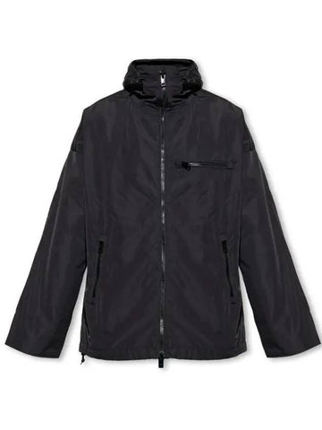 W-Henness Piped Oval D Logo Nylon Winderbreaker Black - DIESEL - BALAAN 1