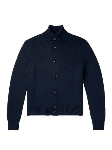 Cashmere Mohair Button Cardigan Blue - TOM FORD - BALAAN 1