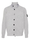 Wappen High Neck Button Up Wool Cardigan Melange Grey - STONE ISLAND - BALAAN 2