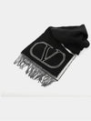 V Logo Wool Cashmere Muffler Black - VALENTINO - BALAAN 4