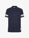 Men's RWB Stripe Cotton Polo Shirt Navy - THOM BROWNE - BALAAN 3